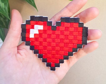 Iron-on Patch Pixel Herz Gamer Girl Gamer Boy Aufbügel Patch Aufbügler Aufnäher Applikation Tasty Kawaii Emoji 8bit