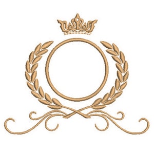 Archivo de bordado Marco vintage con corona Letra A Diseño de bordado Kawaii Cottagecore Royal Queen