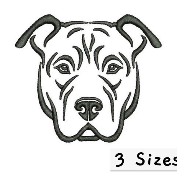 Stickdatei American Pit Bull Terrier Hund Kopf Embroidery Design