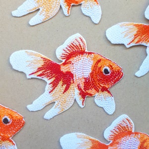 Embroidery Goldfish Patch Iron on Patch for Jackets Gifts Goldfish