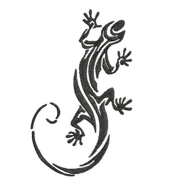 Embroidery file Lizard Tattoo Embroidery Design Pet Tattoo Gothic Hard rock Metal Hardcore