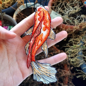 Patchs thermocollants Poisson Koi japonais Grand patch thermocollant Application Japon Asie Anime B (12,8 x 5,4 cm)