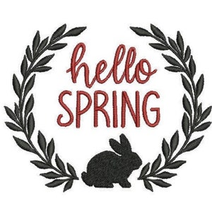 Embroidery File Hello Spring Spring Easter Bunny Easter Bunny Embroidery Design Kawaii Cute Pet