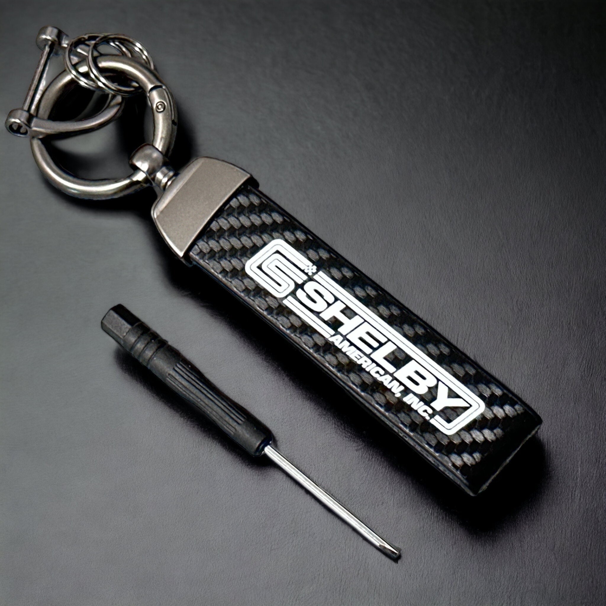 Shelby Keychain With AC Cobra Logo, Black Die-Cut