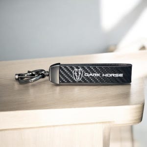 2011-2022 Ford Mustang GT DarkHorse Key Chain Carbon Fiber Leather / Perfect gift for Husband, Boyfriend