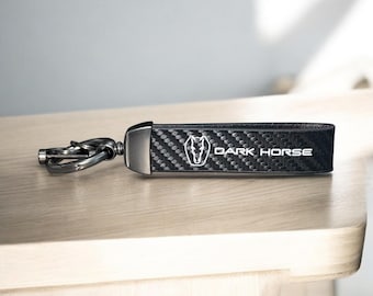 2011-2022 Ford Mustang GT DarkHorse Key Chain Carbon Fiber Leather / Perfect gift for Husband, Boyfriend