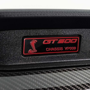 2011-2022 Ford Shelby Cobra GT500 Emblem for Dashboard Chassis Code Black w/ Red Lettering