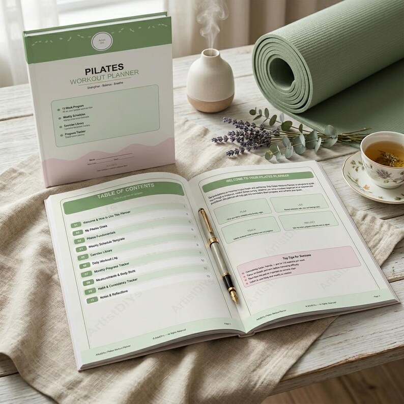 Pilates Workout Planner Printable – Fitness Routine &amp; Progress Tracker - Etsy
