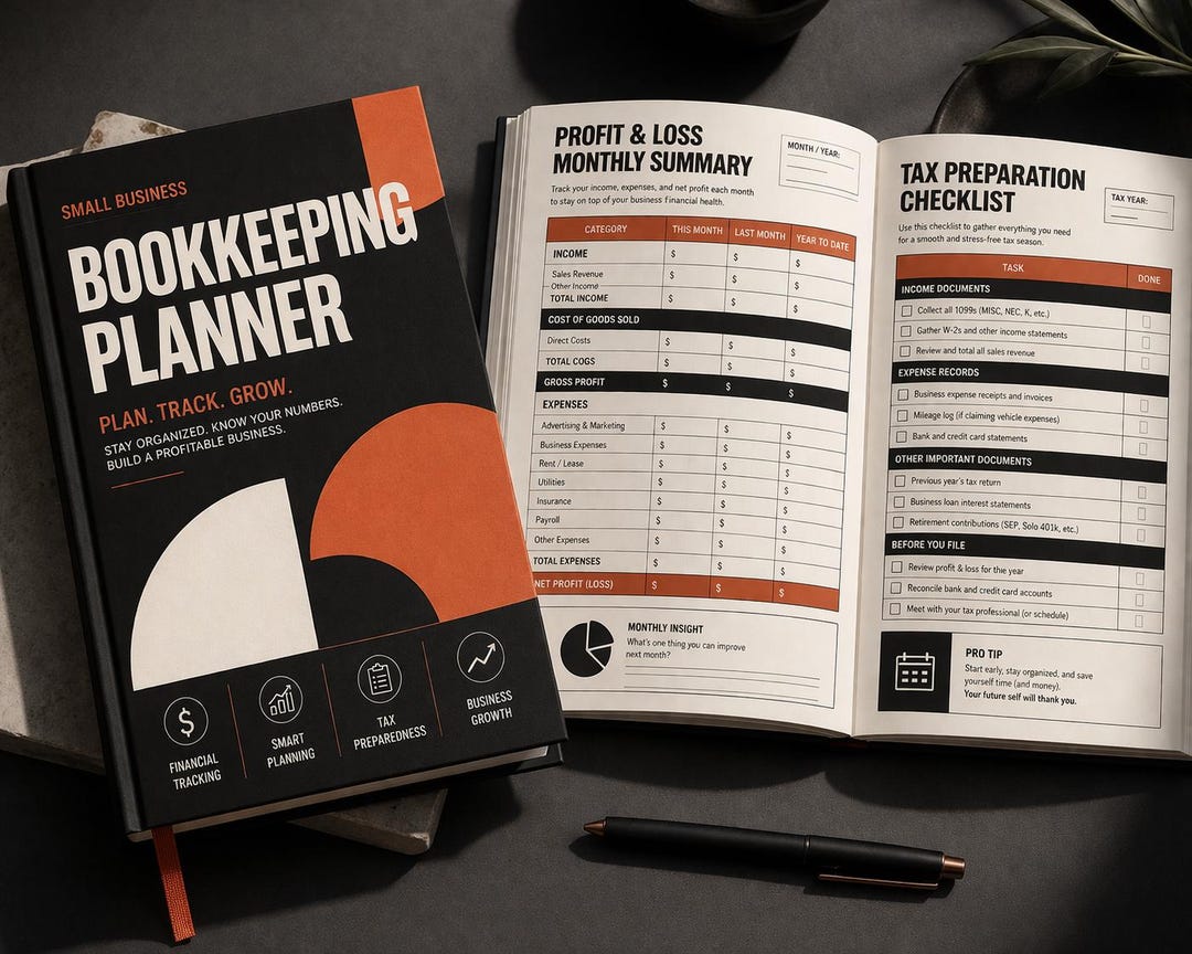Bookkeeping Planner Printable, Small Business Finance Tracker, Expense ...