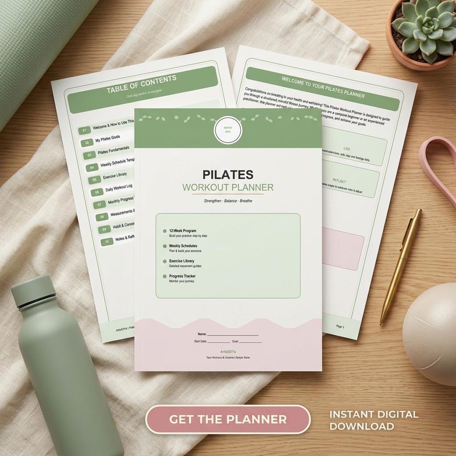 Pilates Workout Planner Printable – Fitness Routine &amp; Progress Tracker ...