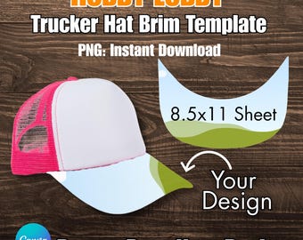 Trucker Hat Brim Template Frame: Editable Canva PNG (Digital Download)
