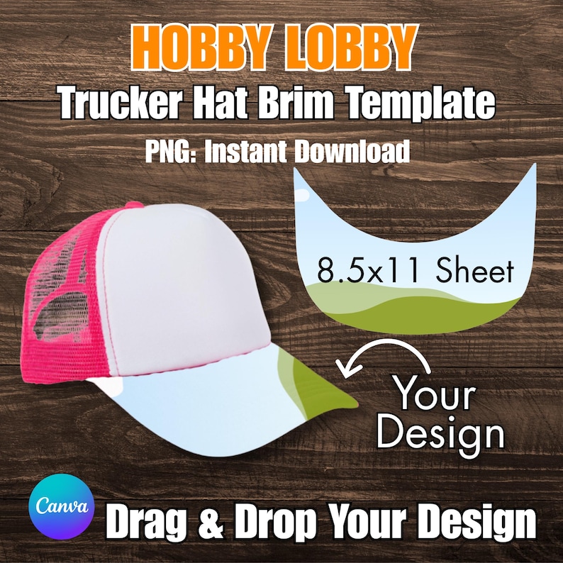 Trucker Hat Brim Template Frame: Editable Canva PNG (Digital Download) image 1