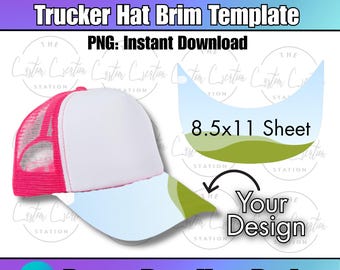 Trucker Hat Brim Template Frame: Editable Canva PNG (Digital Download)