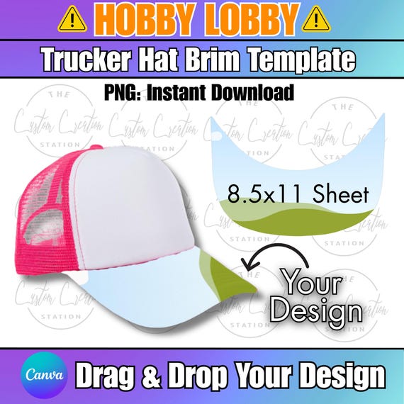 Trucker Hat Brim Template Frame: Editable Canva PNG (Digital Download)
