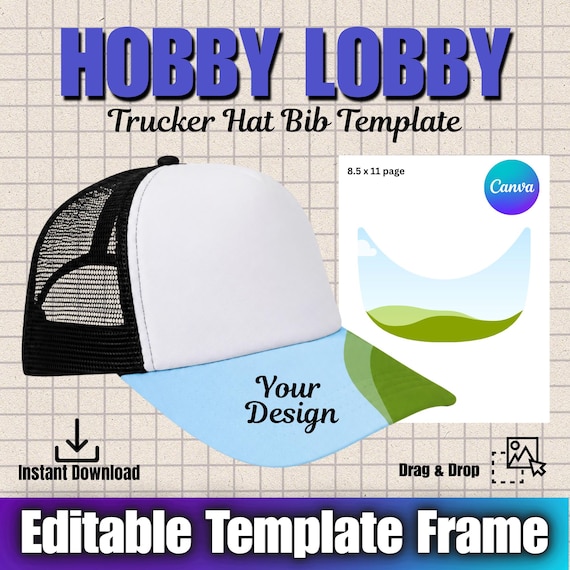 Trucker Hat Brim Template Frame: Editable Canva PNG (Digital Download)