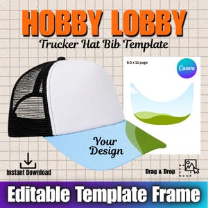 Trucker Hat Brim Template Frame: Editable Canva PNG (Digital Download)
