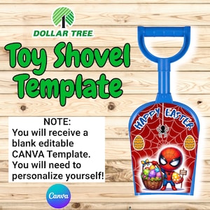 Dollar Treeのおもちゃのシャベルのイースターテンプレート（Canva）
