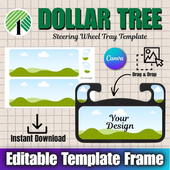 Dollar Tree Steering Wheel Tray Template, Canva Editable Frame