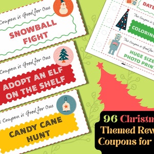 Christmas Coupons for Kids | 96 Printable Kids Reward Coupons with Christmas Theme | Kids Coupons | Gift for Kids | Christmas Gift