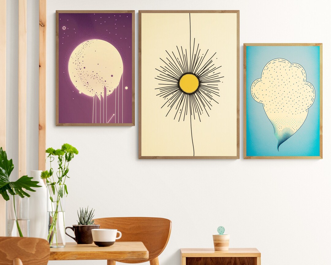 Boho Minimal Sky Wall Art Set 3 Printable Contemporary Art Minimalist Art Abstract Sky Wall Art
