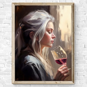 Woman Portrait with Oil Painting | Printable Woman Wall Art | Bedroom Art | Living Room Art | Retro Painting | Women Painting