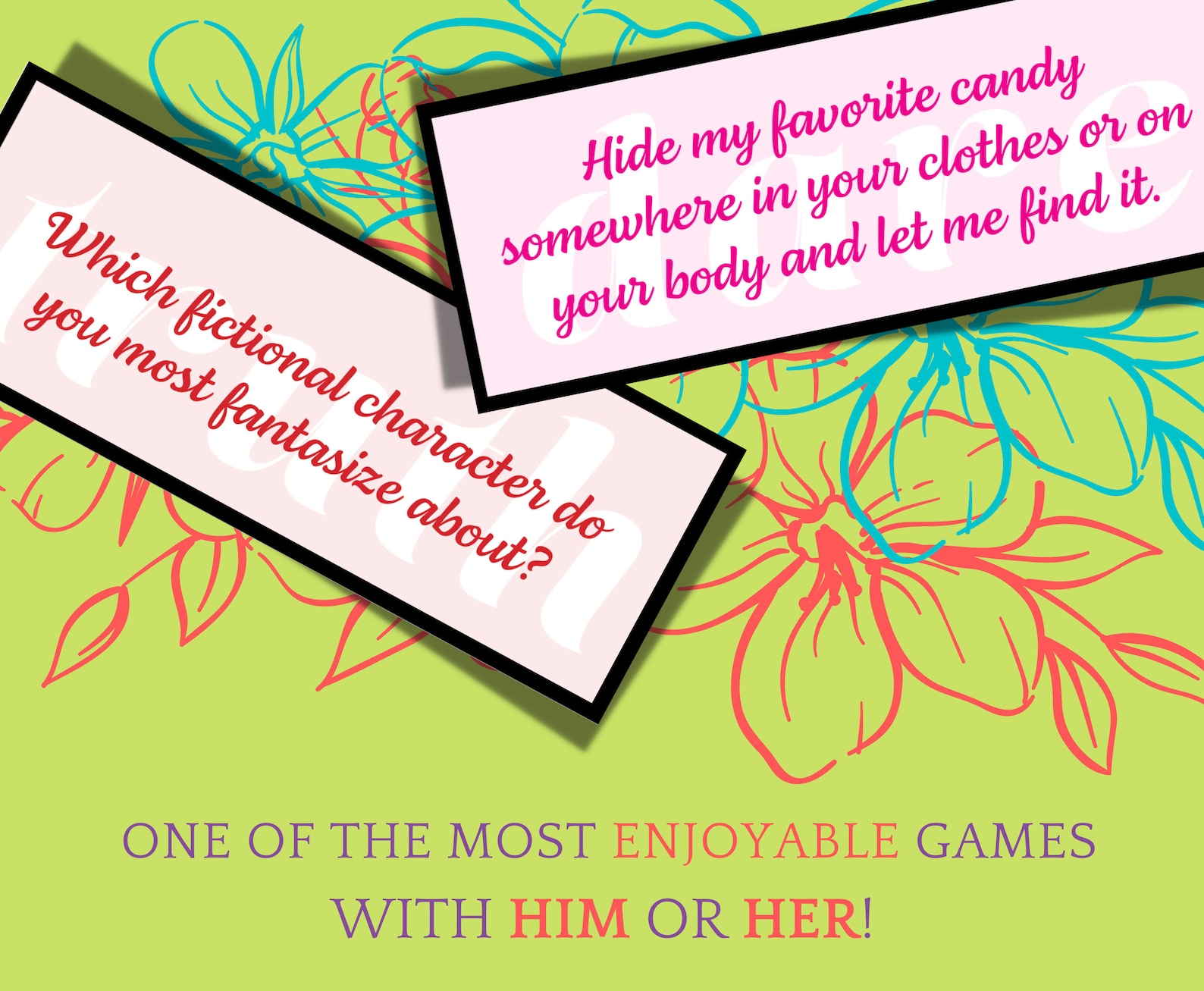 Naughty Truth or Dare Cards for Couples, 248 Printable Game Cards