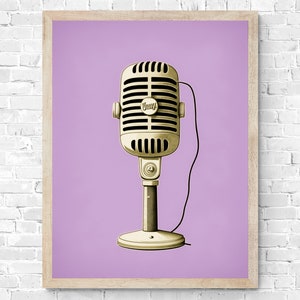 Vintage Microphone Wall Art #1 | Retro Microphone Wall Art | Printable Vintage Wall Art | Fine Art | Nostalgic Microphone | Digital Print