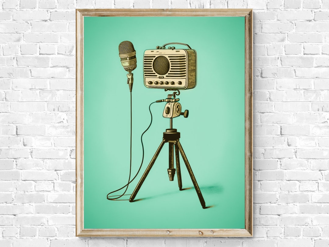 Vintage Microphone Wall Art 3 Retro Microphone Wall Art Printable Vintage Wall Art Digital Fine