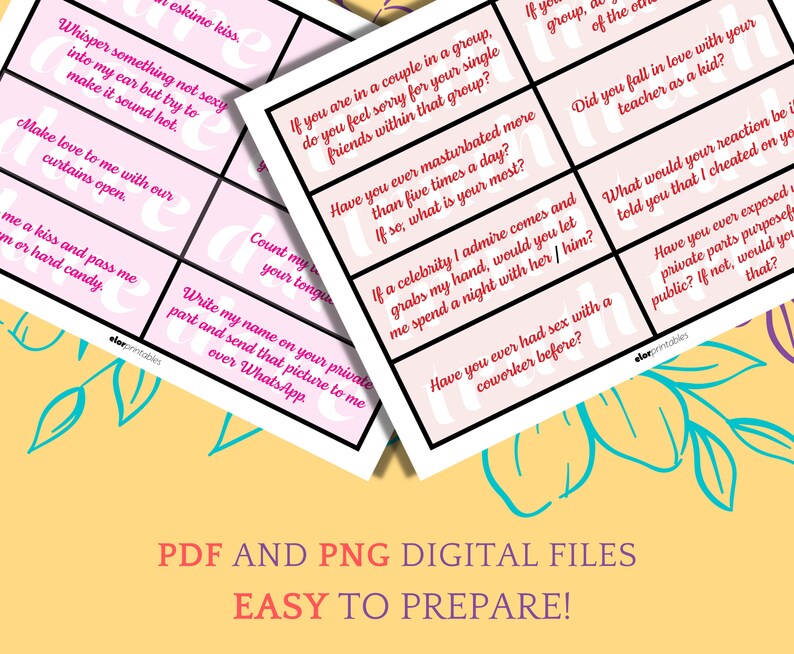 Naughty Truth or Dare Cards for Couples, 248 Printable Game Cards ...