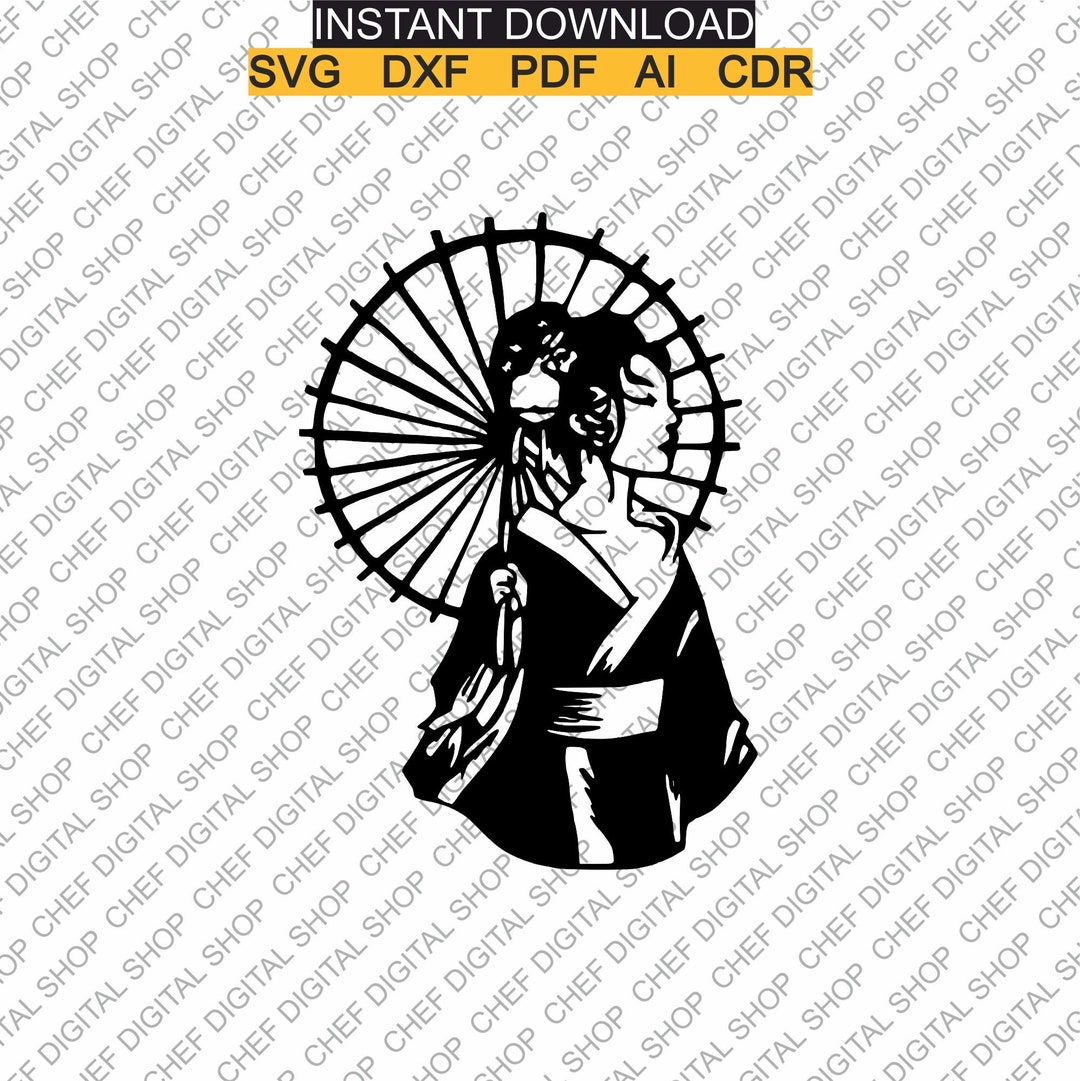 Geisha Wall Art, Laser Cut File, Wall Decor, Files, Digital