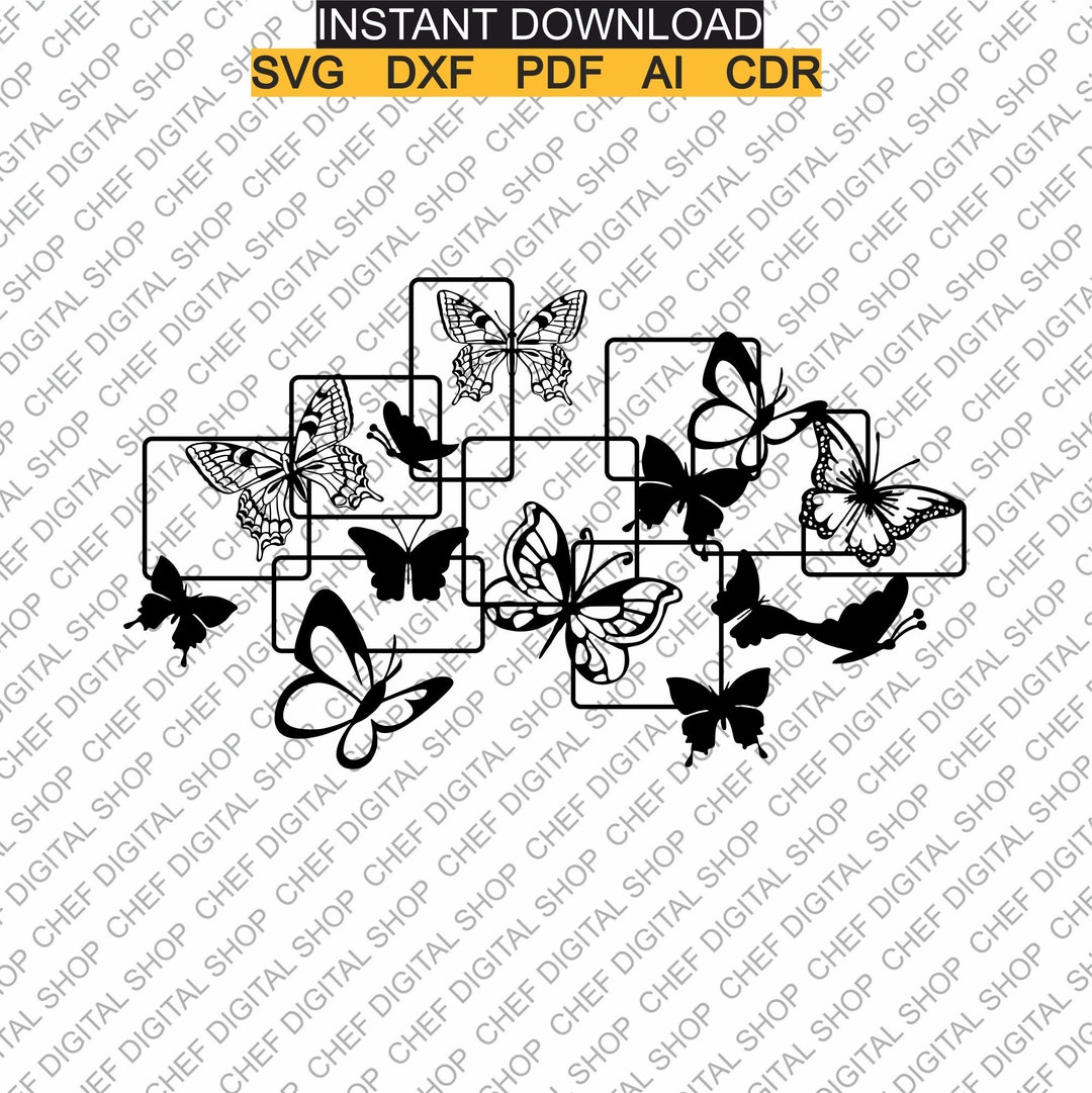 Butterflies Wall Art Laser Cut File Wall Decor Etsy