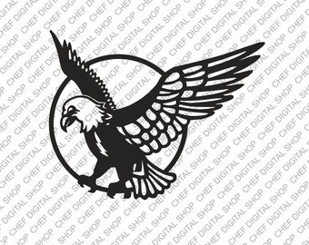 Arte de pared de águila, archivo de corte láser, decoración de pared, archivos Glowforge, archivos digitales, Svg, Pdf, Ai, Dxf, Cdr y otros formatos (L0420)
