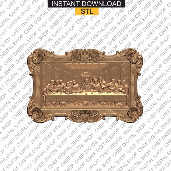 Last Supper, 3D STL Model for Cnc Users, Wall Decor, Wood, Art, CNC Router Engraver, Artcam, Aspire, 3D printer Files, Carving (R0035)