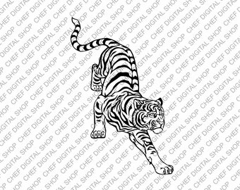 Arte de pared de tigre, archivo de corte láser, decoración de pared, archivos Glowforge, archivos digitales, Svg, Pdf, Ai, Dxf, Cdr y otros formatos (L0395)
