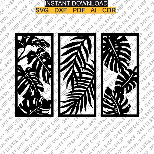 Leaves Wall Art, Laser Cut File, Wall Decor, Glowforge Files, Digital Files, Svg, Pdf, Ai, Dxf, Cdr, And Other Formats (L0208)
