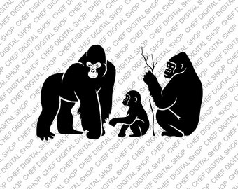 Arte de pared de mono, archivo de corte láser, decoración de pared, archivos Glowforge, archivos digitales, Svg, Pdf, Ai, Dxf, Cdr y otros formatos (L0382)