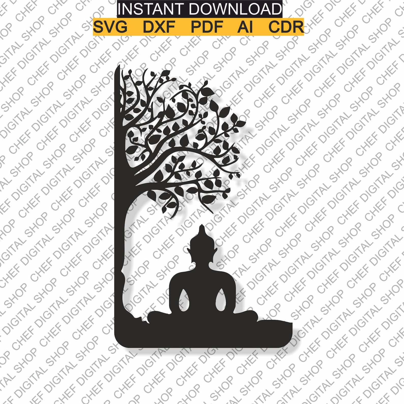 Buddha Wall Art Laser Cut File Wall Decor Files Etsy