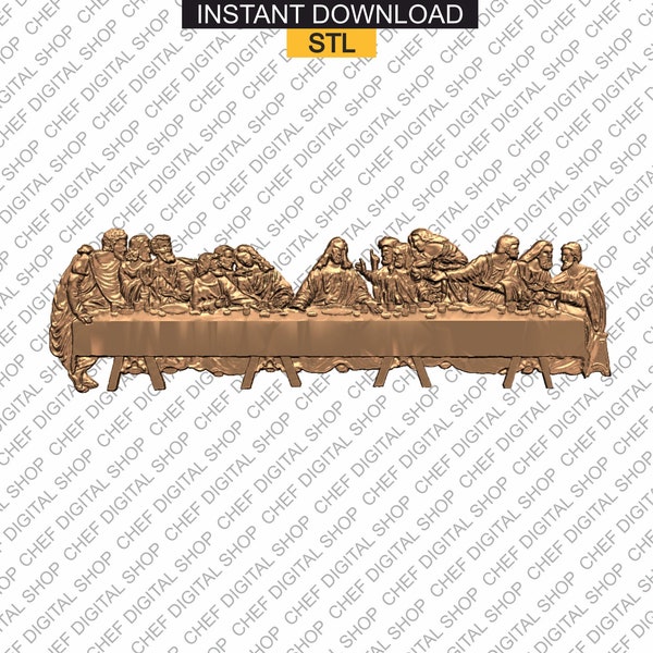 Last Supper, 3D STL Model for Cnc Users, Wall Decor, Wood, Art, CNC Router Engraver, Artcam, Aspire, 3D printer Files, Carving (R0013)