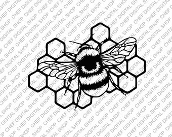 Arte de pared de abeja, archivo de corte láser, decoración de pared, archivos Glowforge, archivos digitales, Svg, Pdf, Ai, Dxf, Cdr y otros formatos (L0353)