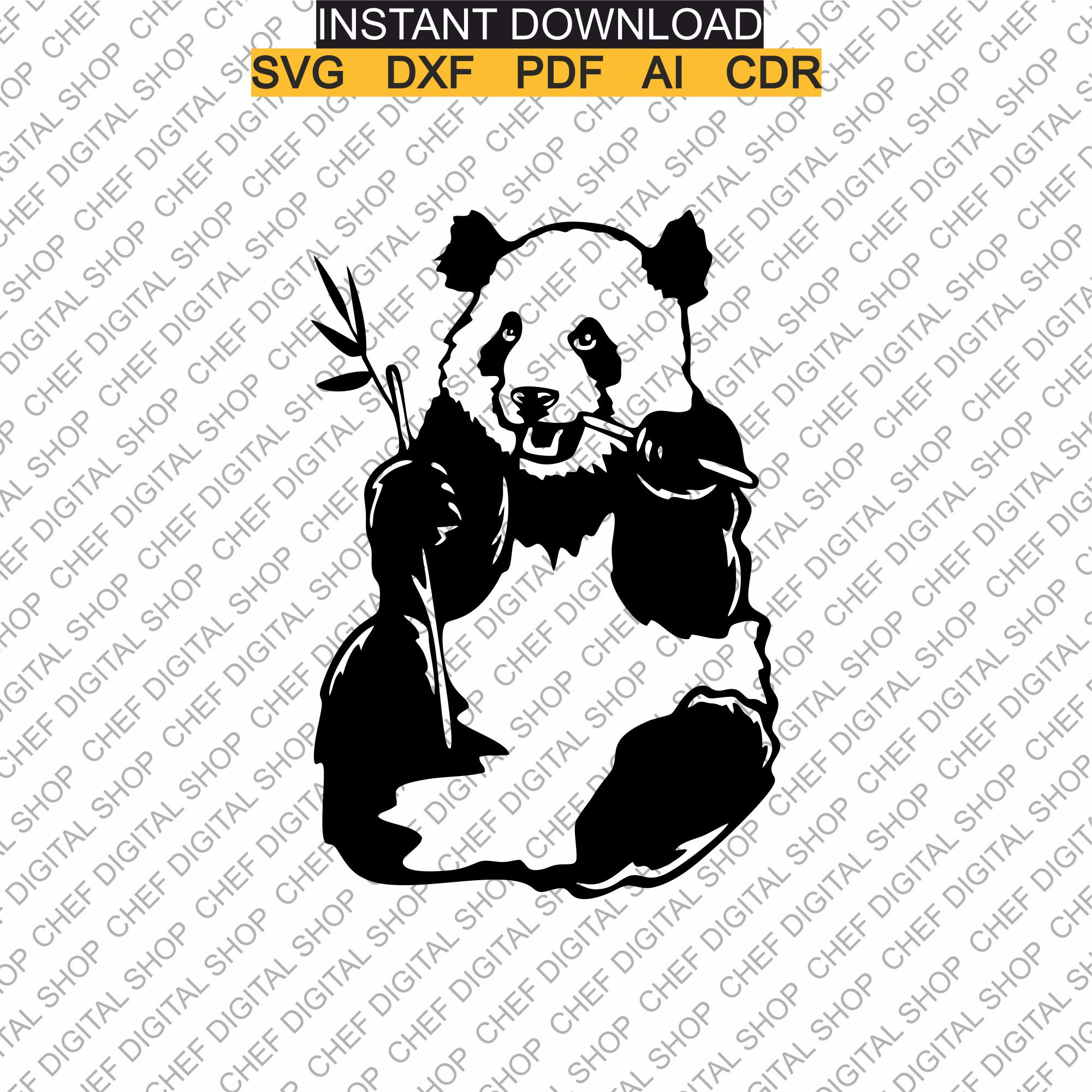 Panda Cd R Panda Wall Art, Laser Cut File, Wall Decor, Glowforge Files, Digital ...
