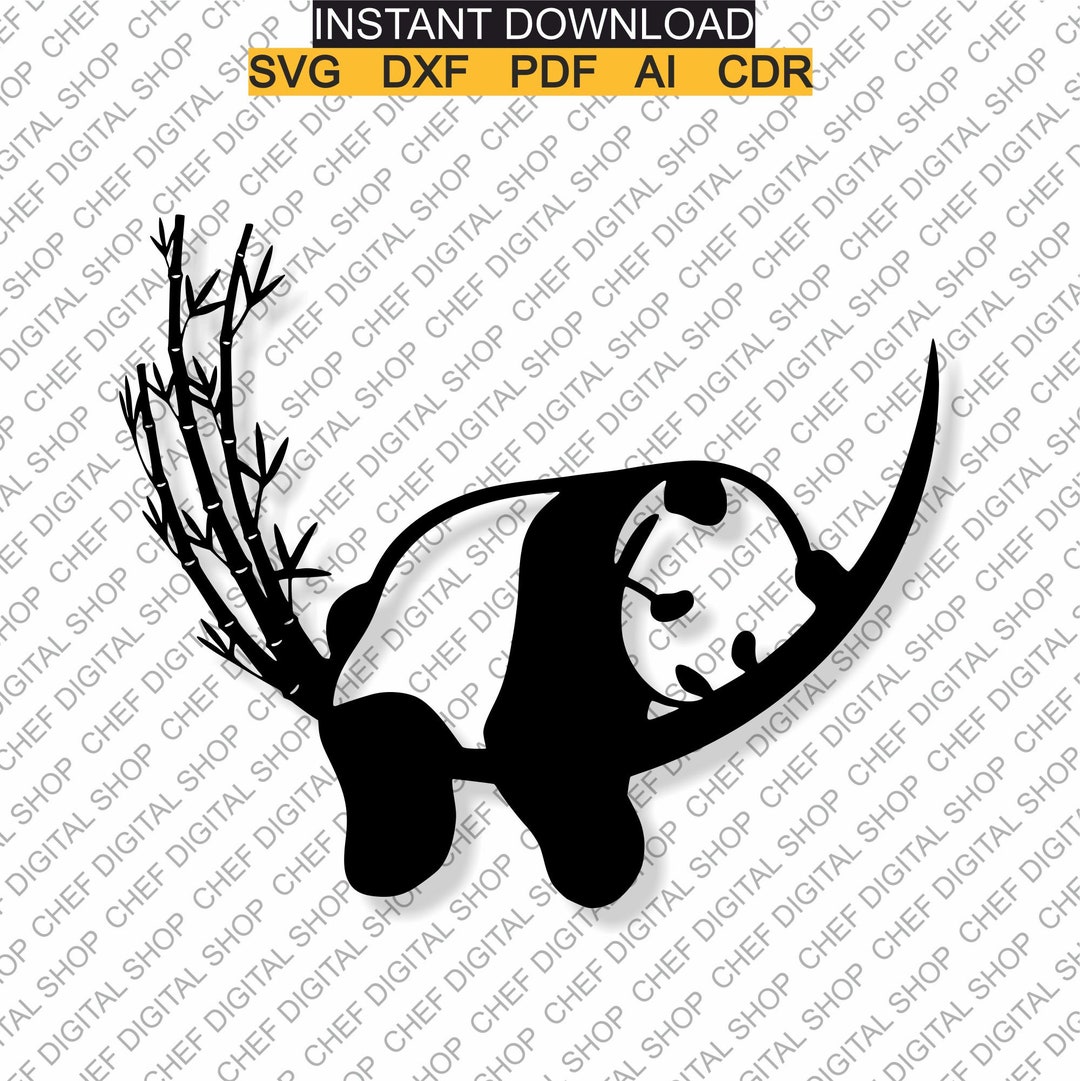 Panda Cd R Panda Wall Art, Laser Cut File, Wall Decor, Glowforge Files, Digital ...