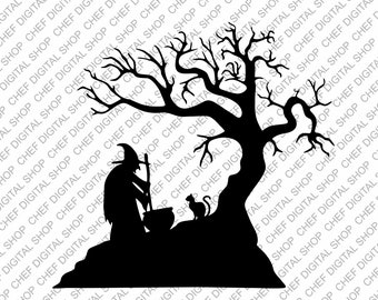 Arte de pared de Halloween, archivo de corte láser, decoración de pared, archivos glowforge, archivos digitales, svg, pdf, ai, dxf, cdr y otros formatos (L0267)