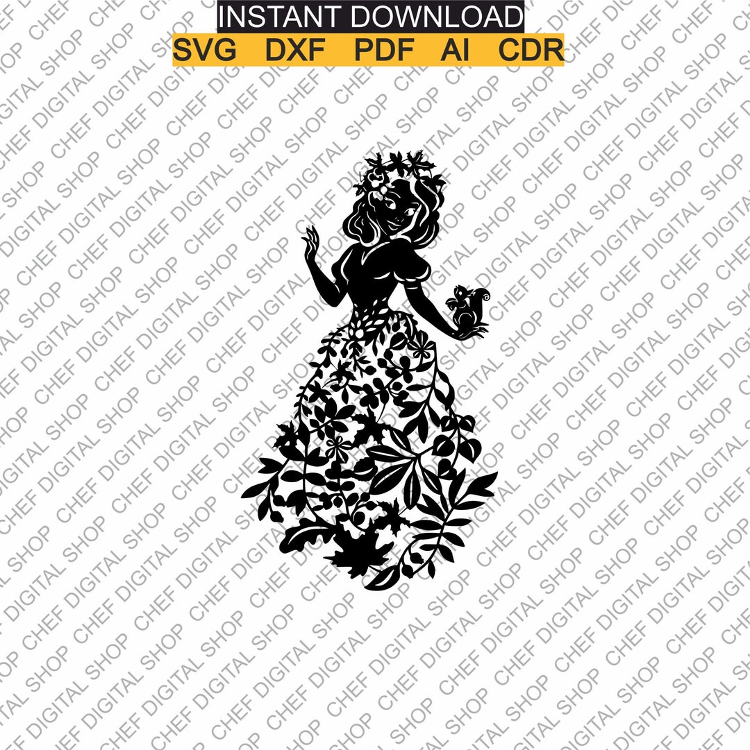 Autumn Princess Wall Art, Laser Cut File, Wall Decor, Glowforge Files ...