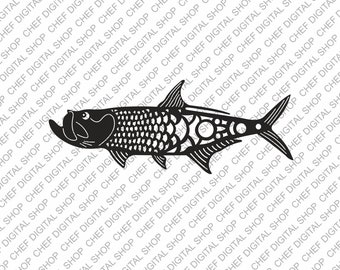 Arte de pared de peces, archivo de corte láser, decoración de pared, archivos Glowforge, archivos digitales, Svg, Pdf, Ai, Dxf, Cdr y otros formatos (L0361)