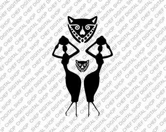 Arte de pared de mujer africana, archivo de corte láser, decoración de pared, archivos Glowforge, archivos digitales, Svg, Pdf, Ai, Dxf, Cdr y otros formatos (L0416)