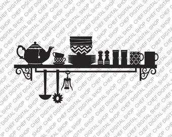 Arte de pared de cocina, archivo cortado con láser, decoración de pared, archivos glowforge, archivos digitales, svg, pdf, ai, dxf, cdr y otros formatos (L0295)