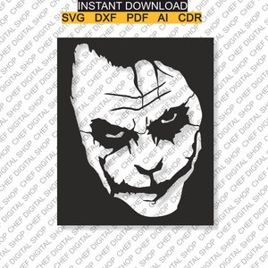 Joker Wall Art, Laser Cut File, Wall Decor, Glowforge Files, Digital Files, Svg, Pdf, Ai, Dxf, Cdr, And Other Formats (L0069)