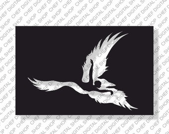 Arte de pared de pájaros y humanos, archivo de corte láser, decoración de pared, archivos Glowforge, archivos digitales, svg, pdf, ai, dxf, cdr y otros formatos. (L0004)