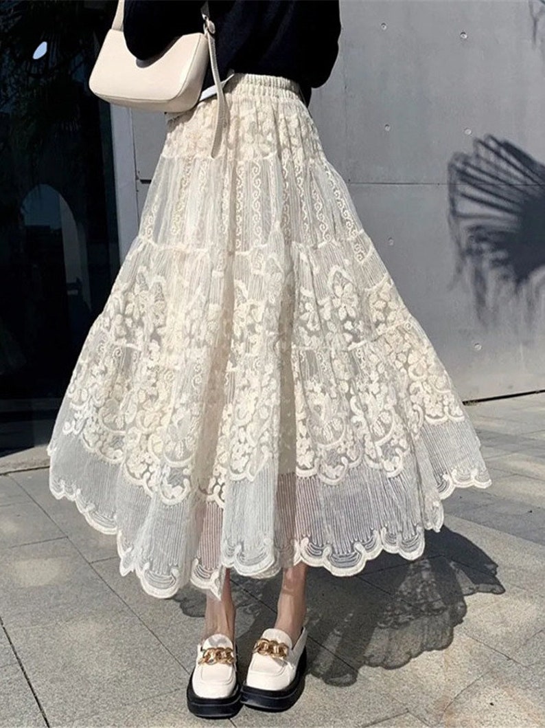 Women Tutu Skirt Long Skirt Lace Tulle Skirt A Line Etsy