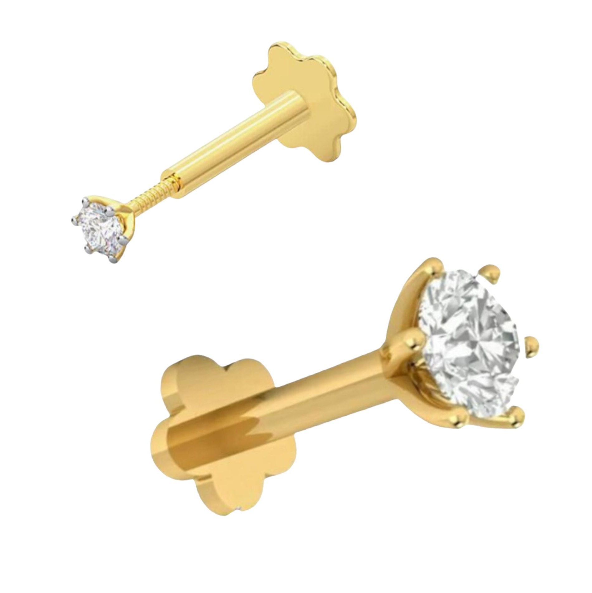 orders store Lab Diamond Tragus Stud 18K Solid Gold Nose